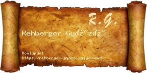 Rehberger Győző névjegykártya